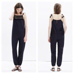 NEW Madewell Silk Marisol Fringed Jumpsuit Black Size Small NWT